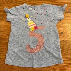 Mud Pie 5 Fifth Five Birthday Shirt Blue with Sequins Size 5T